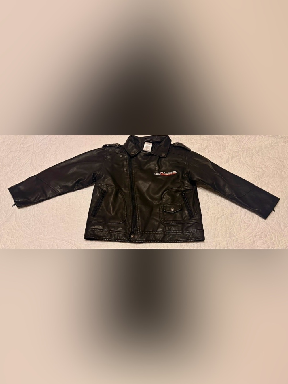 Harley-Davidson Kids Faux Leather Upwing Eagle Biker Jacket- Size 6